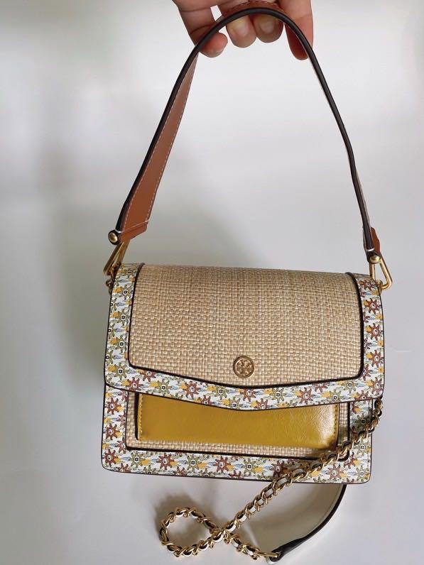 Tory Burch Robinson Straw Convertible Shoulder Bag, Women's Fashion, Bags & Wallets, Shoulder