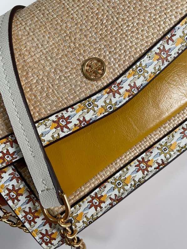 Tory Burch Robinson Straw Convertible Shoulder Bag, Women's Fashion, Bags & Wallets, Shoulder