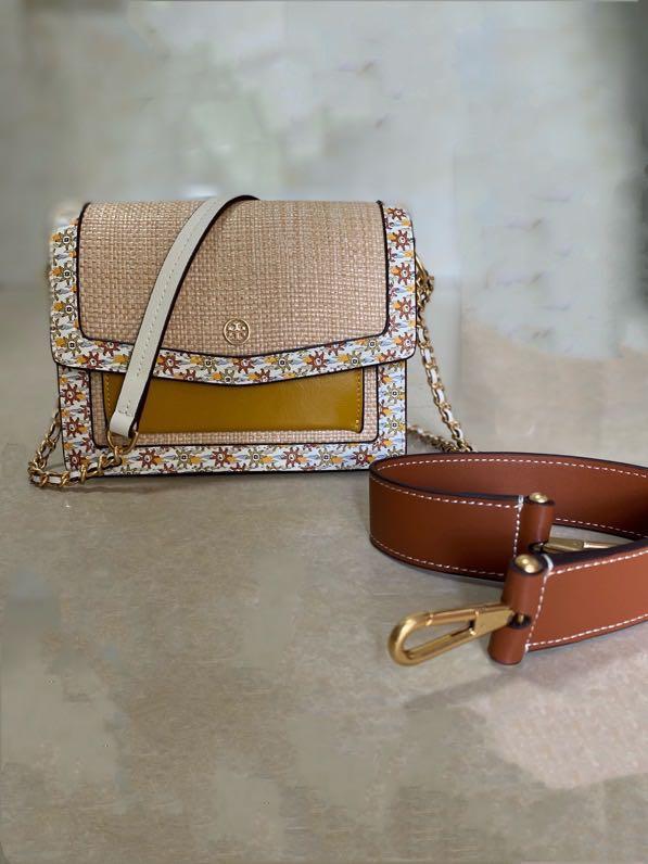 Tory Burch Robinson Straw Convertible Shoulder Bag, Women's Fashion, Bags & Wallets, Shoulder