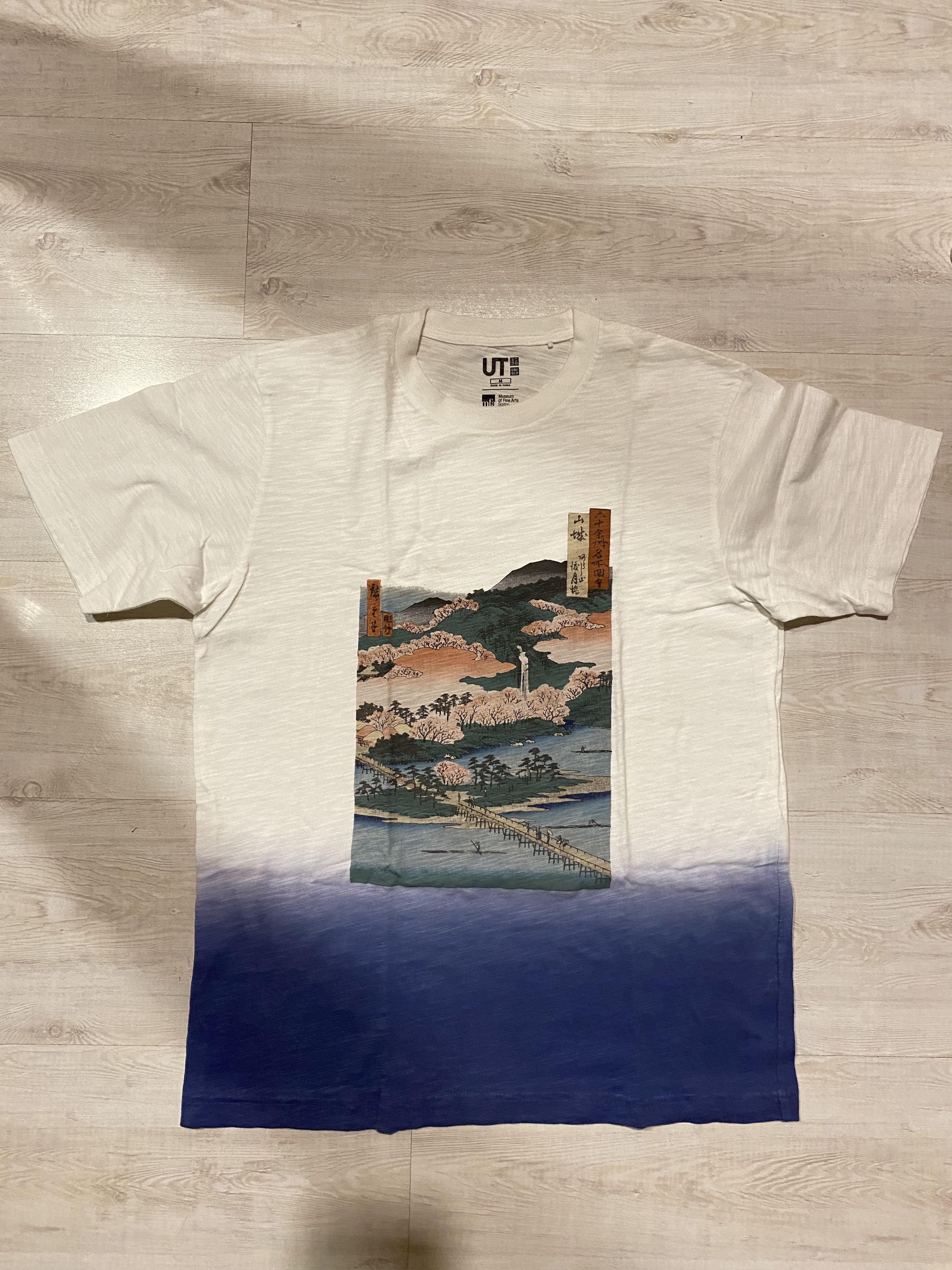 FREE SHIPPING promo UNIQLO hokusai blue collection japanese painting  design shirt Mens Fashion Tops  Sets Formal Shirts on Carousell