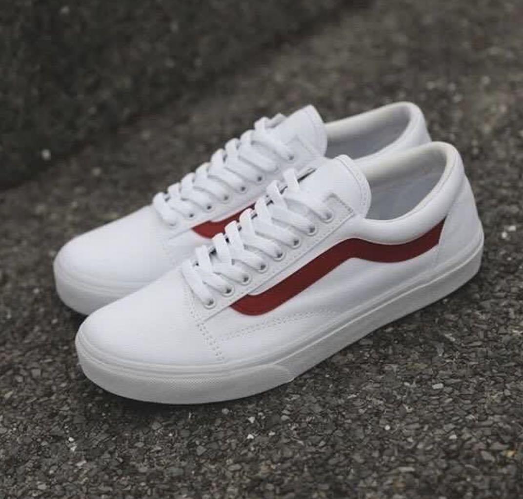 Vans old skool hot sale dx white red