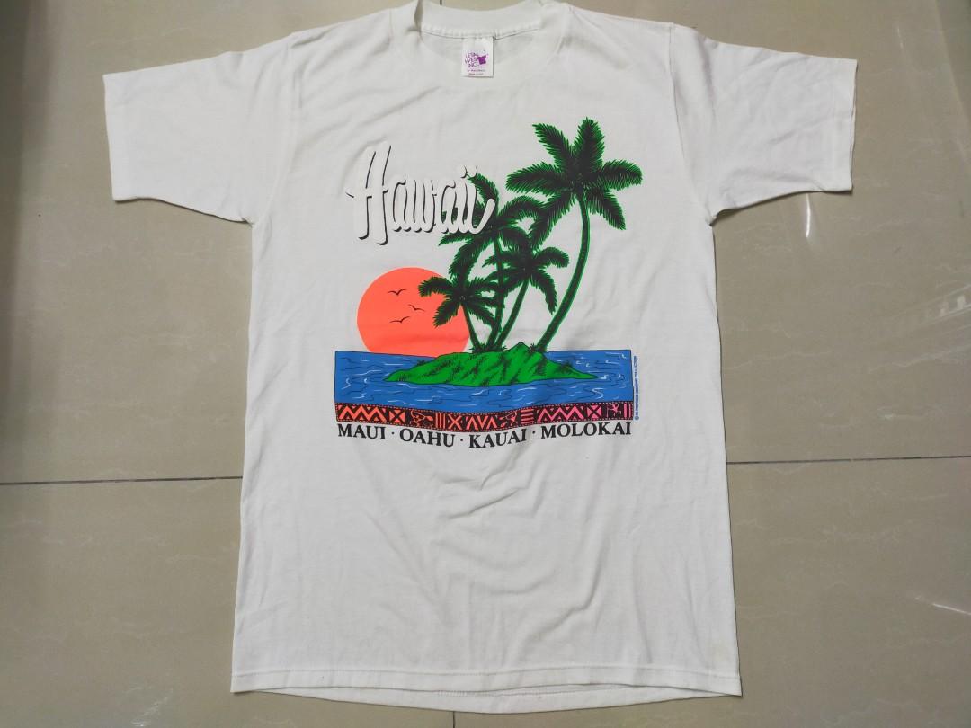 vintage baju hawaii pokok kelapa bulan shirt pantai, Menu0027s Fashion 