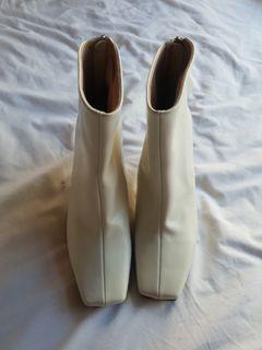 White boots with clear heels size 7