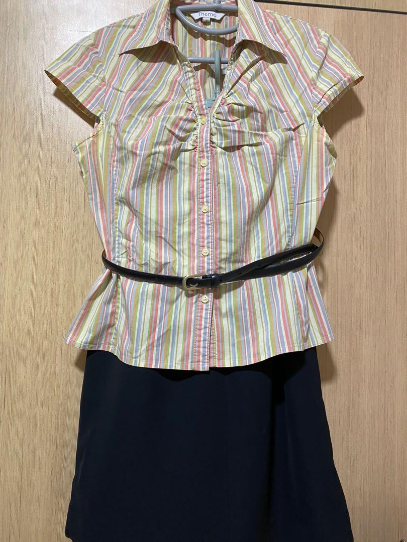 Working Clothes (Category: Sets or Coordinates) located in Singapore. Submitted by seong (Listing ID 1101518656, Image 4). Description: Top piece -(Theme )- size 36 (shoulder width 37 cm, Bust 86 cm wide, 52 cm long) Botton black skirt ( Celia Lo) - size 10 (64 cm waist and 59 cm long) Belt not included. Condition - 7.5/10 (blouse) 8.5/10 (Skirt) Size Look very professional when worn with a black office jacket..