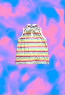 Y2k rainbow striped collared tank top