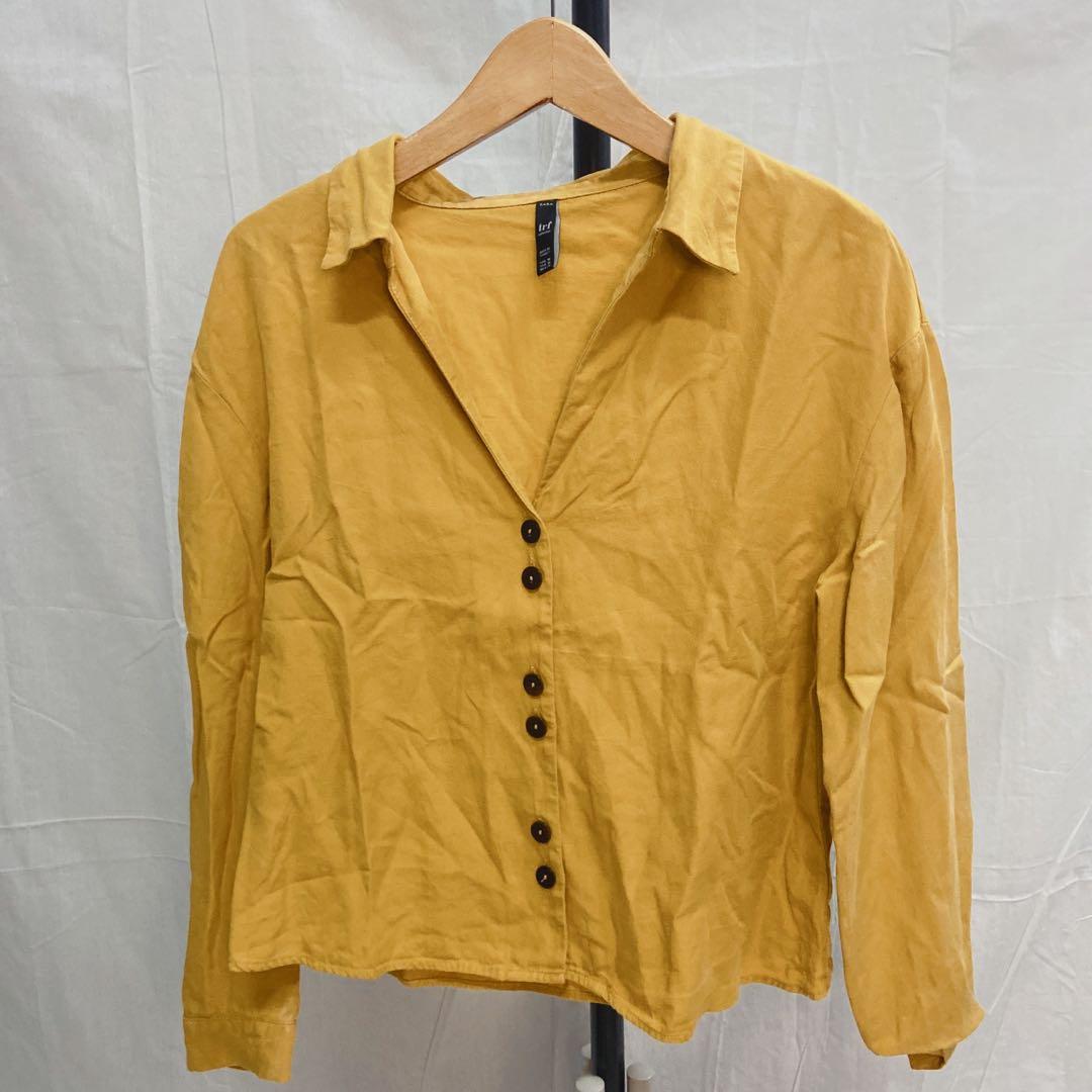 ZARA YELLOW BUTTON DOWN SHIRT, Fesyen 