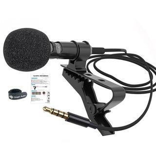 1.5m Green Audio Mini Portable Lavalier Microphone Condenser Clip-on Lapel Mic Wired Mikrofo/Microfon for Phone for Laptop PC