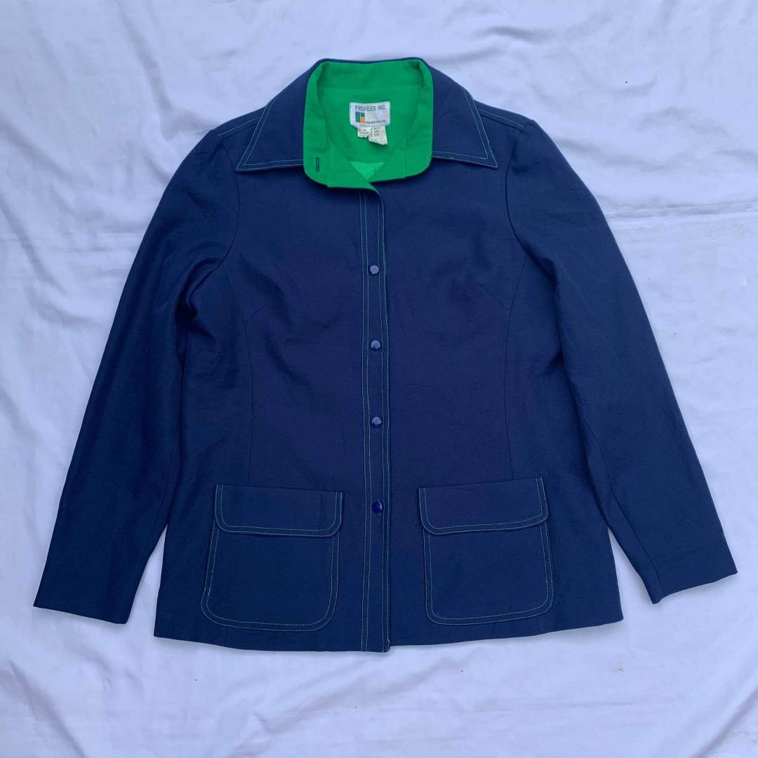 contrast stitch work jacket