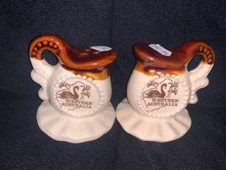 A pair of Vintage ceramic salt & pepper dispenser from Australia