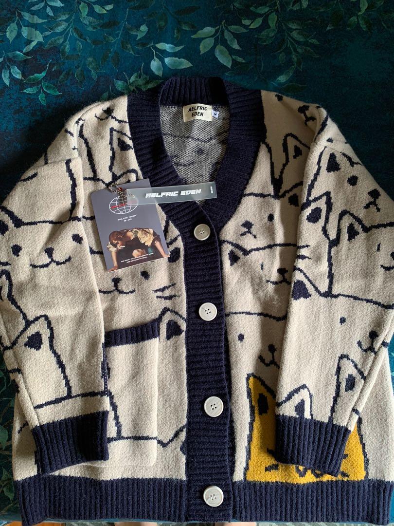 Aelfric Eden Cartoon Cat Print Cardigan 