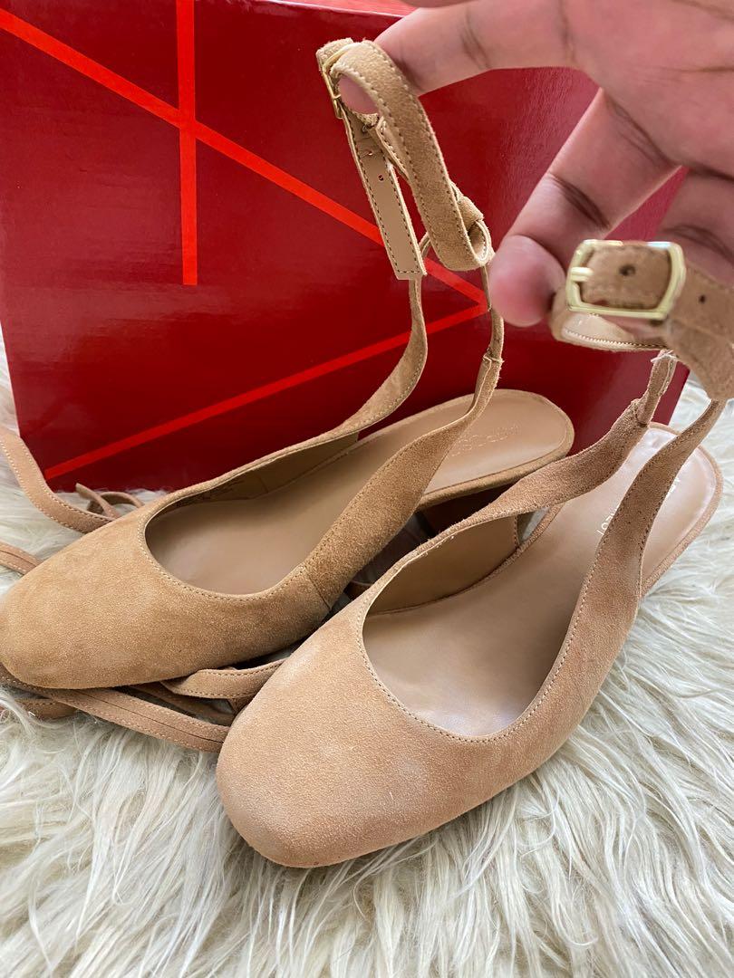 Aerosoles Womens Northward Lt Tan Suede Ankle Strap Heels Size 6