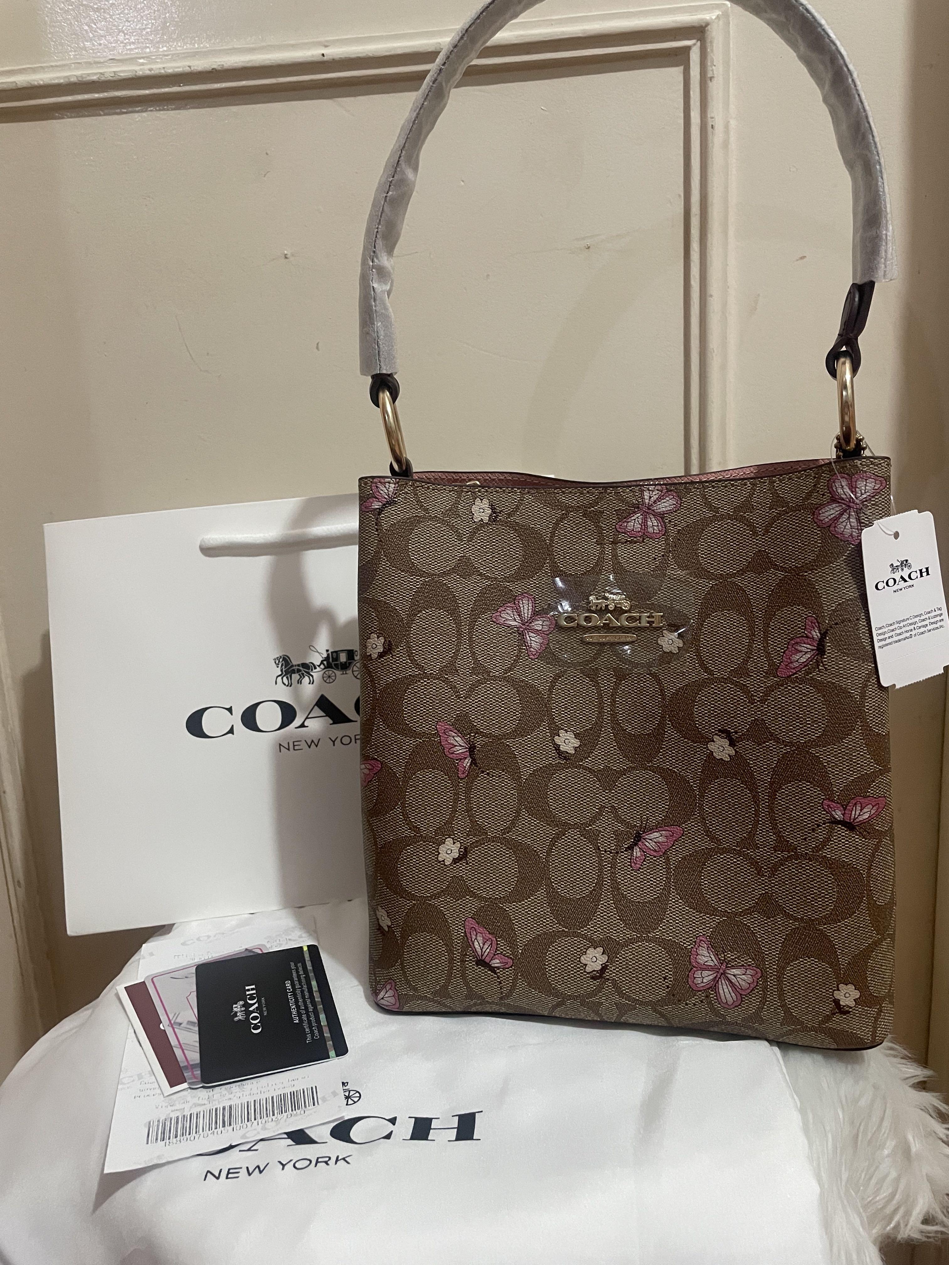 Coach small town bucket bag in signature canvas with butterfly print outlet
