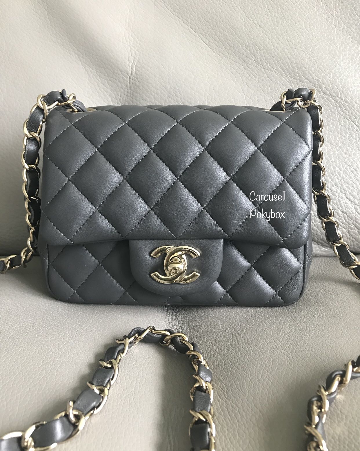 Chanel mini cheap grey