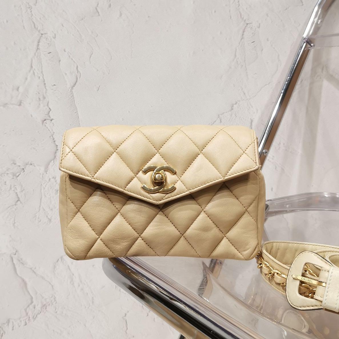 Chanel 90s Belt Bag in Beige, Luxury, Bags & Wallets on Carousell