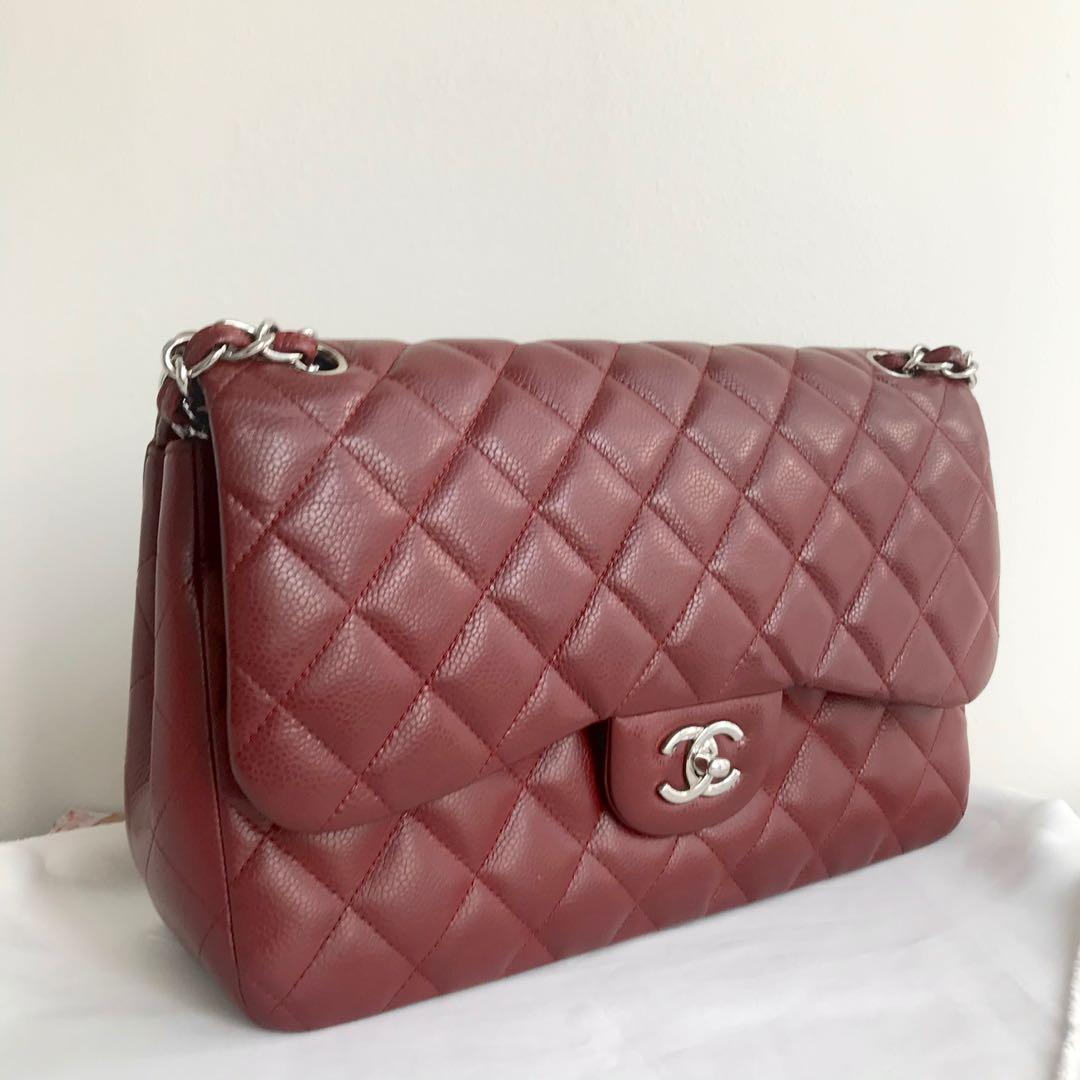 Chanel Jumbo Classic Flap Bag in Burgundy Red and Silver Hardware Caviar, Women's  Fashion, Bags & Wallets, Shoulder Bags on Carousell