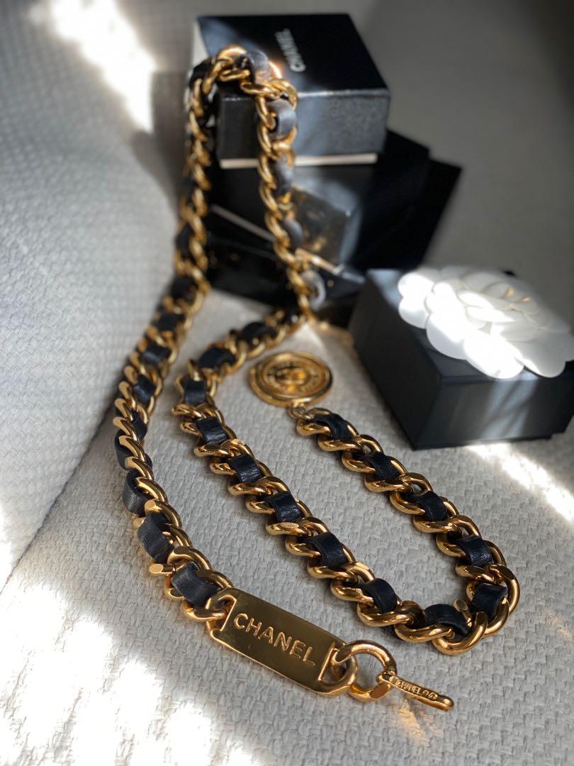 Chanel Black Leather Gold Chain Clover Belt Necklace For Sale at 1stDibs   chanel chain belt chanel belt chain black and gold chain belt