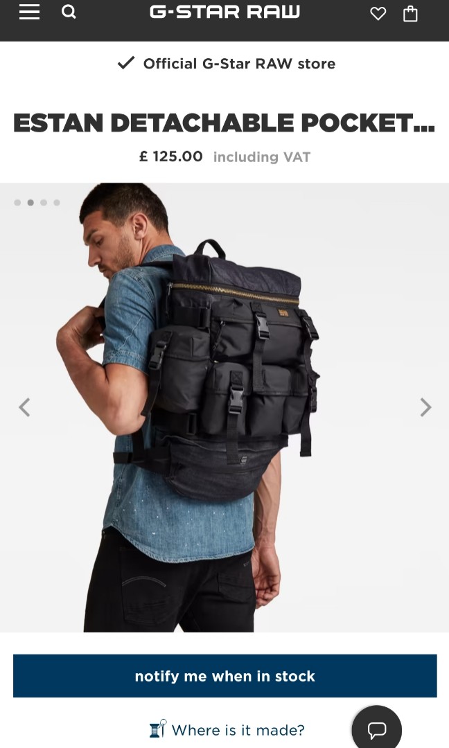 Gstar detachable raw backpack Men s Fashion Bags Backpacks on