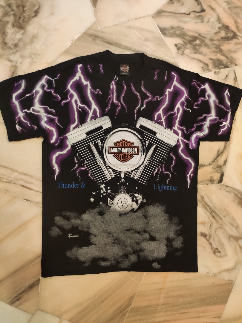HARLEY DAVIDSON THUNDER LIGHTNING REPRINT Men s Fashion Tops
