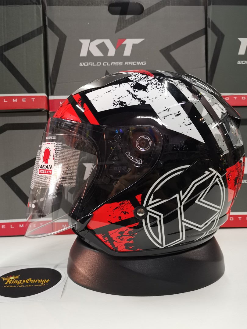 Helmet KYT Hellcat K Racing Black Red Auto Accessories on Carousell