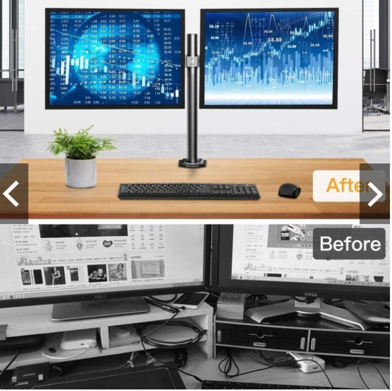 HUANUO HNCM7 Dual Monitor Stand Mount, Fully Adjustable LCD Monitor