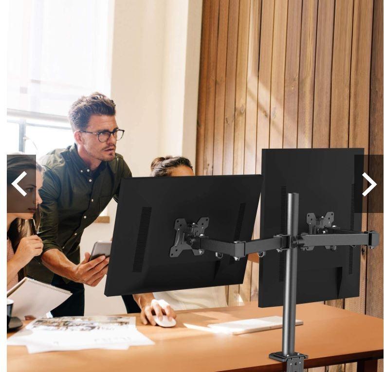 HUANUO HNCM7 Dual Monitor Stand Mount, Fully Adjustable LCD Monitor