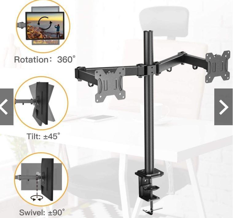 HUANUO HNCM7 Dual Monitor Stand Mount, Fully Adjustable LCD Monitor