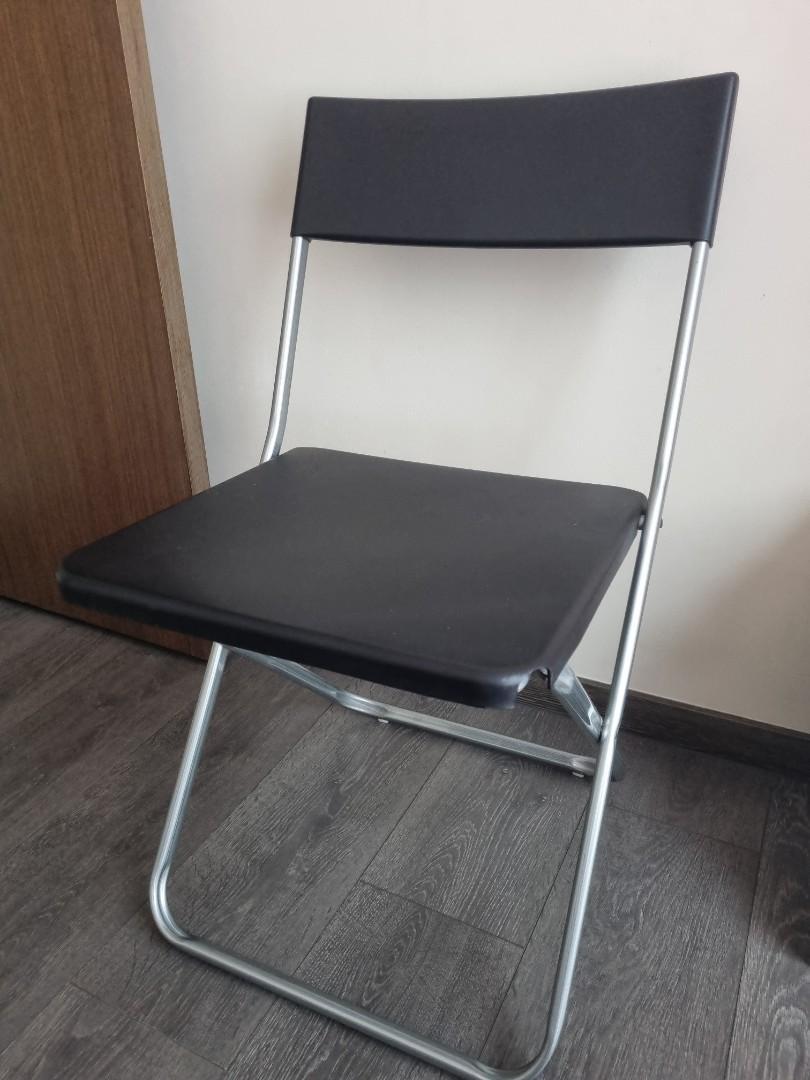 Ikea black folding chair, Furniture & Home Living, Furniture, Chairs on