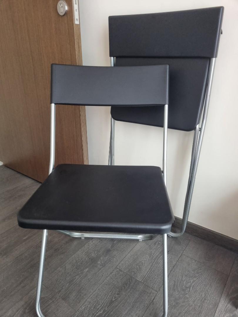 Ikea black folding chair, Furniture & Home Living, Furniture, Chairs on