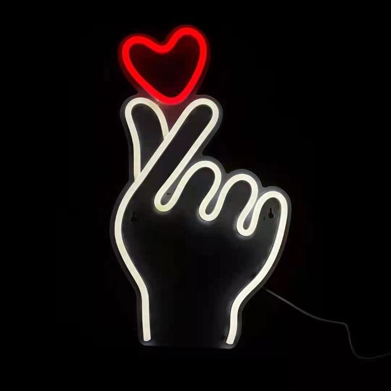 ILU Korean Finger Heart Gesture Saranghae Neon LED Signage Light USB ...