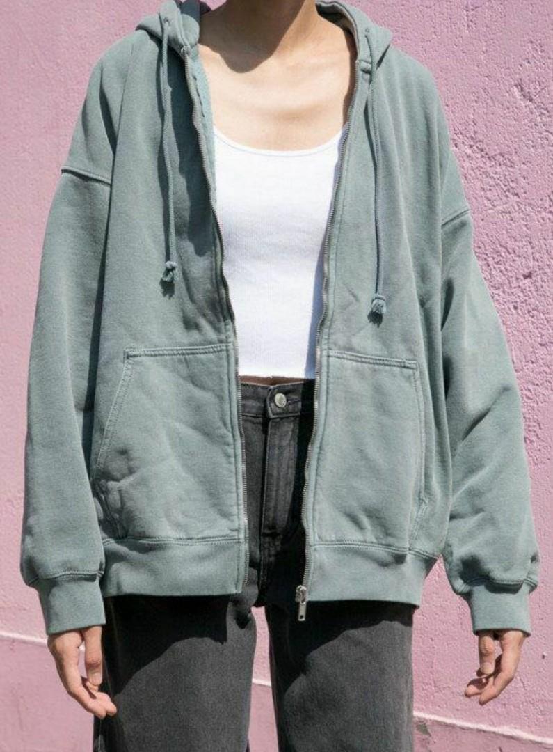 brandy melville green carla hoodie, Women's Fashion, Coats, Jackets and  Outerwear on Carousell