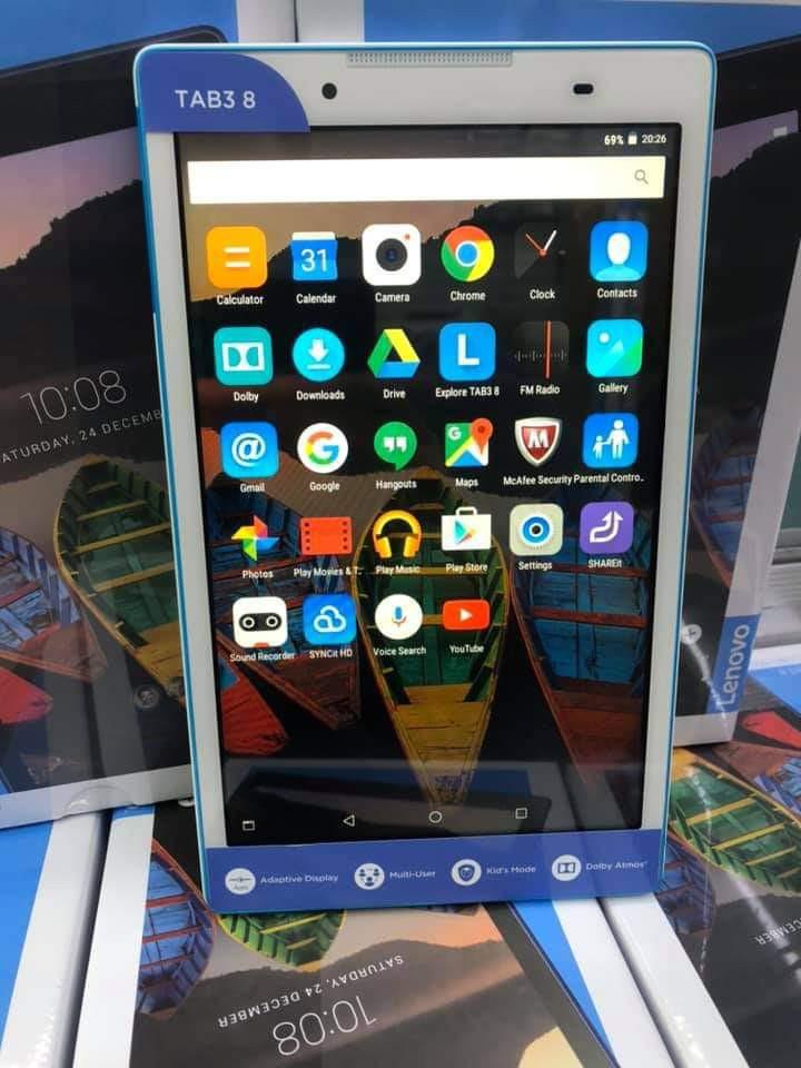 Lenovo tab 3 8 (Category: Android) located in Manila. Submitted by espinosakimrhian (Listing ID 1101682389, Image 3). Description: Lenovo Tab 3 8 Original Brand New color white P 3800 Specs: ▪︎8 inch HD IPS LCD ▪︎16Gb internal storage ▪︎8MP AF Main Camera ▪︎5MP Selfie Camera ▪︎Bluetooth ▪︎2.0Ghz 64 bit Processor Octa core ▪︎Android Marshmallow ▪︎4250 Mah Battery long lasting ▪︎4G LTE ready micro sim ▪︎Qualcomm Snapdragon MSM8953 625 ▪︎Dolby Atmos