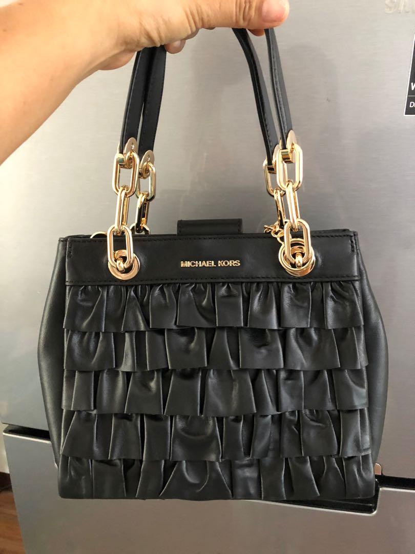 Cynthia small online ruffled leather satchel