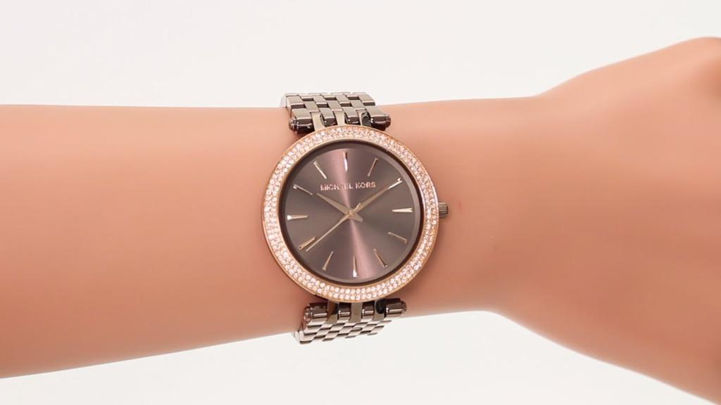 Michael Kors MK3416 Darci Sable Blue Rose Gold Tone Pave Glitz Crystals Women Watch Jam Wanita Luxury Watches on Carousell