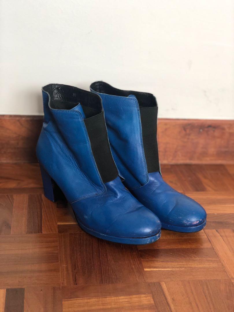 Office electric blue ankle boots Women s Fashion Footwear Boots on Carousell