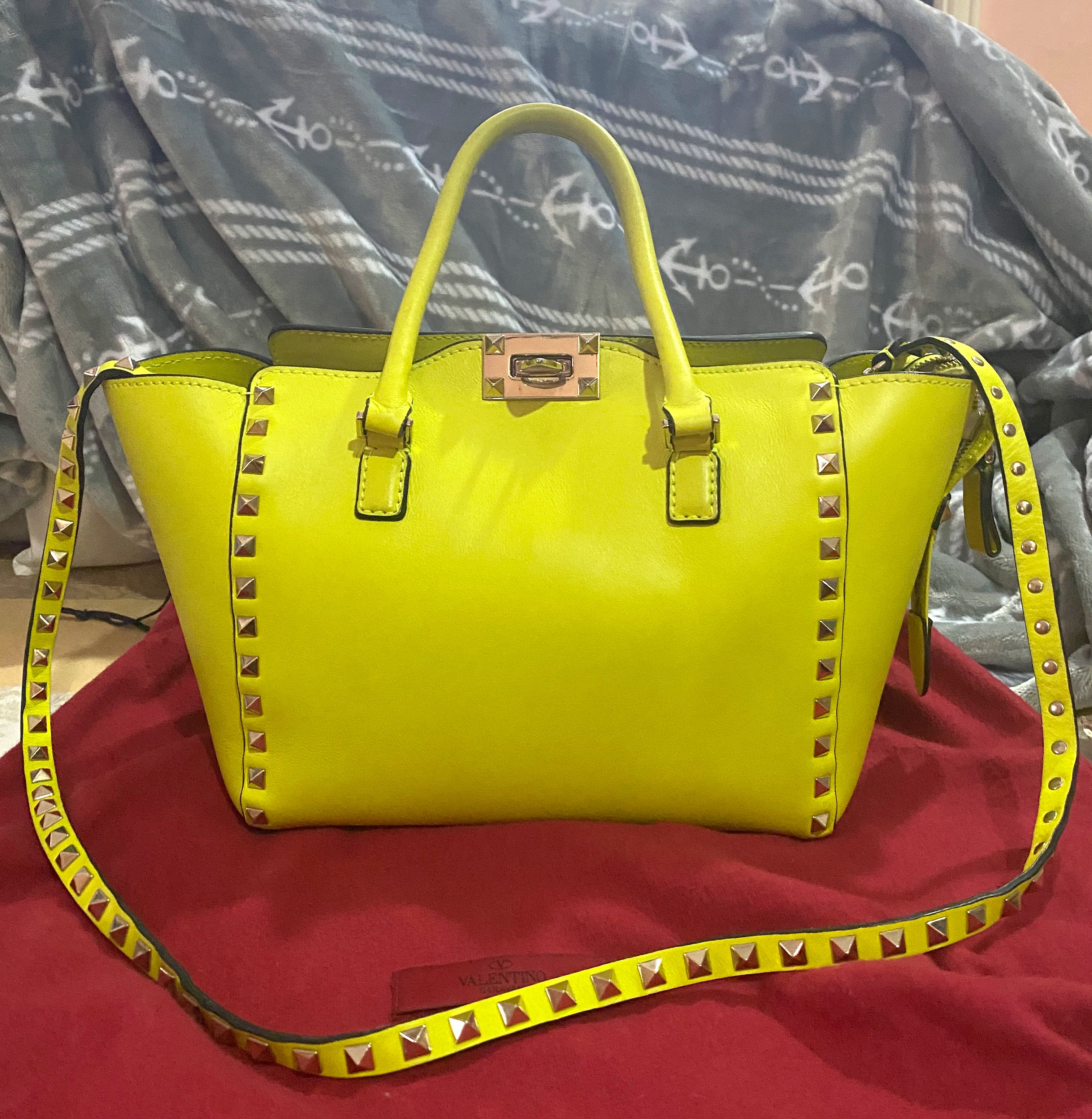 Original Valentino Neon Rockstud Bag with Luxury, Bags & Wallets Carousell