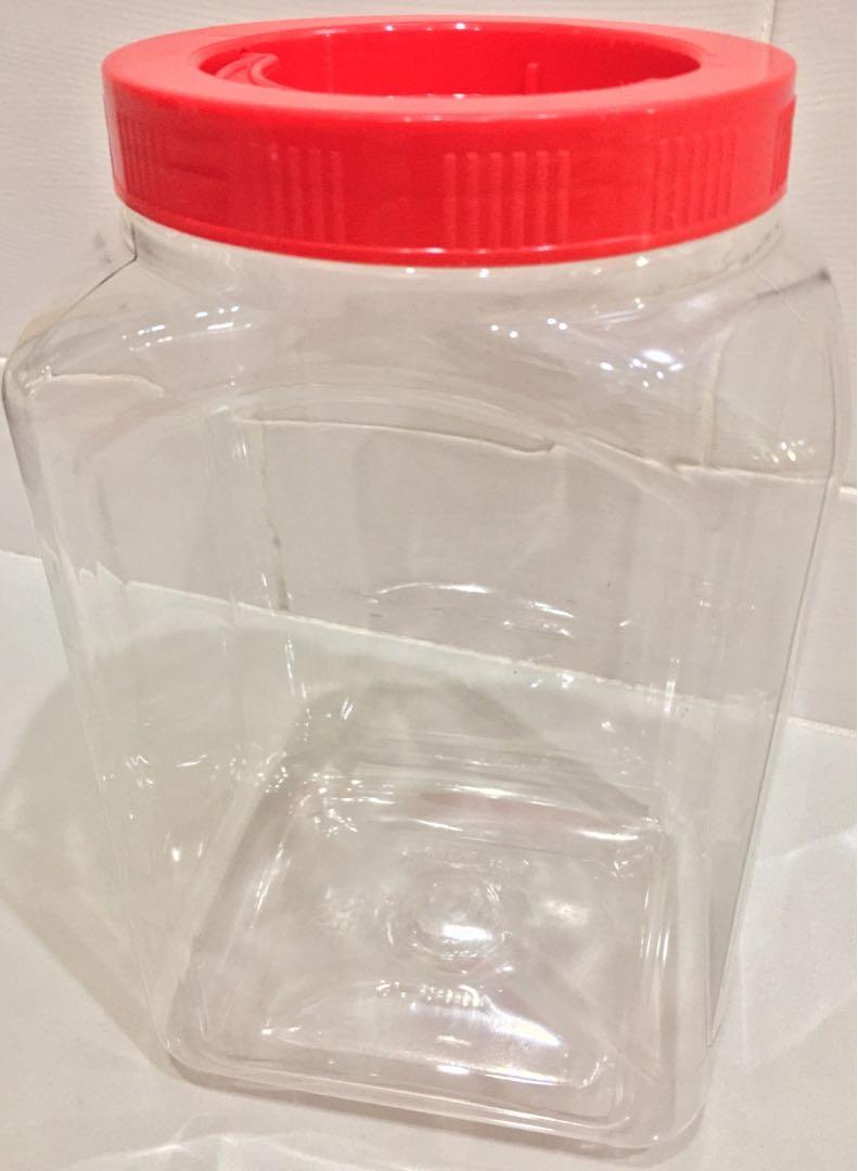 PET Plastic Containers with Red Plastic Cap, Furniture & Home Living