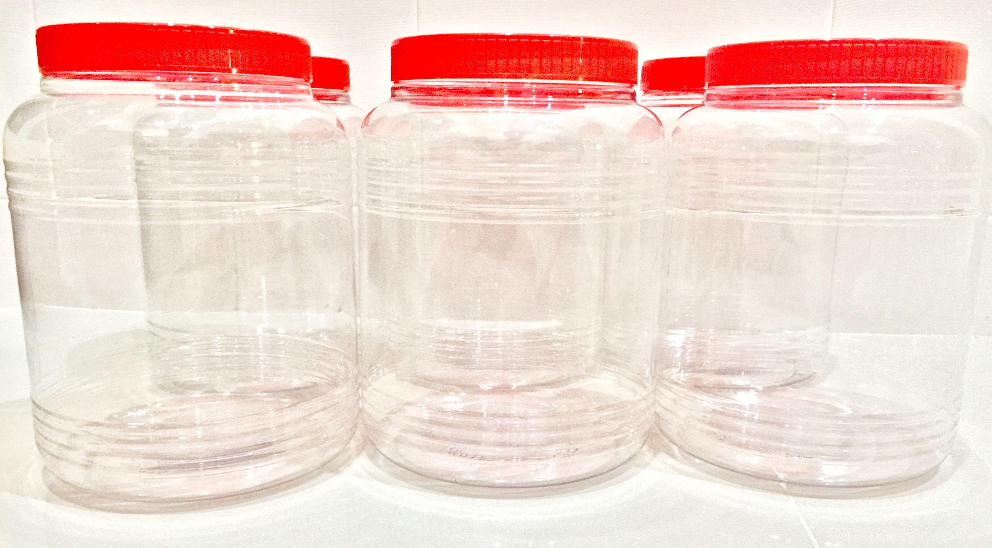 PET Plastic Containers with Red Plastic Cap, Furniture & Home Living