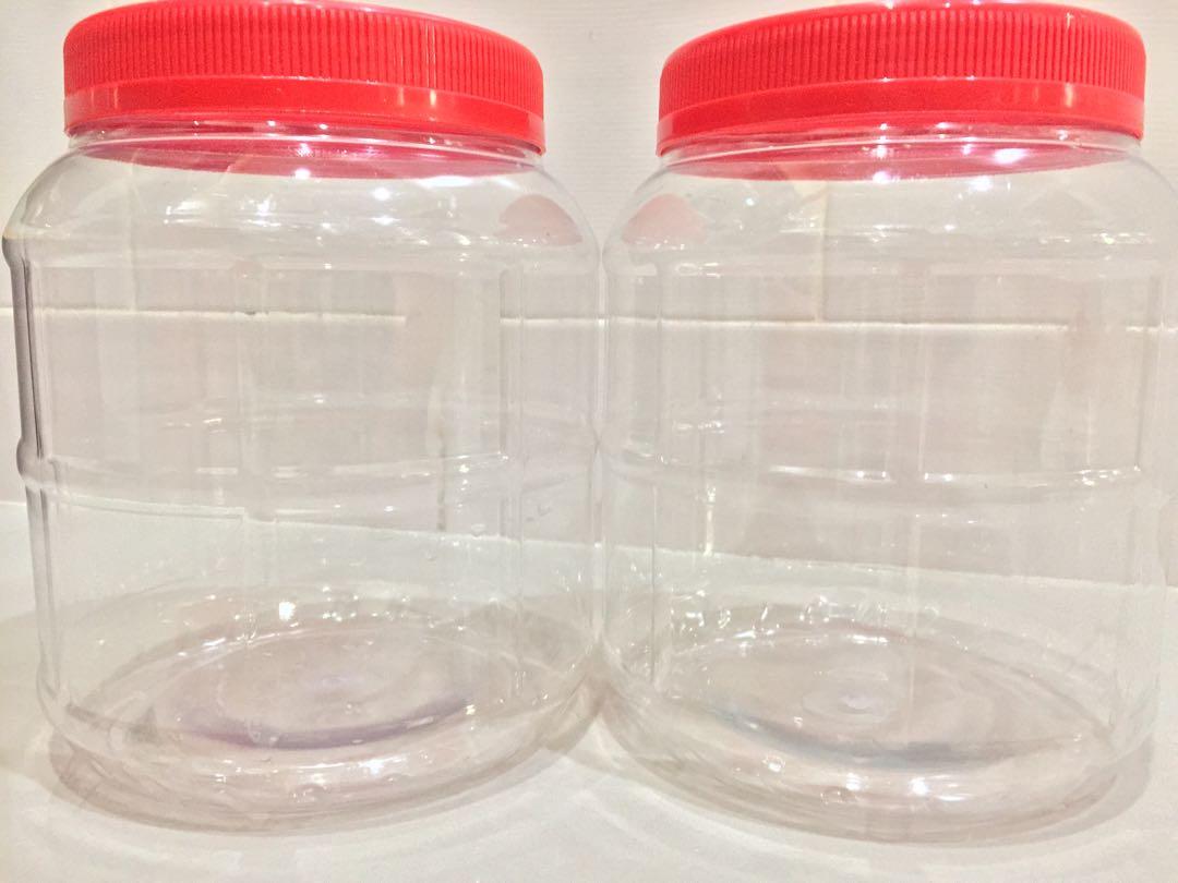 PET Plastic Containers with Red Plastic Cap, Furniture & Home Living