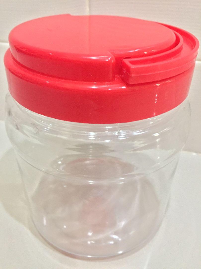 PET Plastic Containers with Red Plastic Cap, Furniture & Home Living