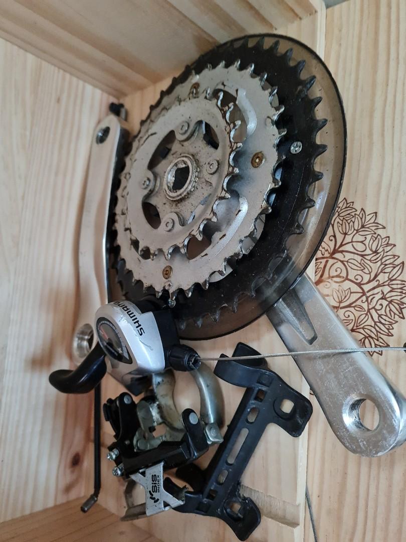 Shimano front derailleur and crank set Sports Equipment Bicycles Parts Parts Accessories on Carousell