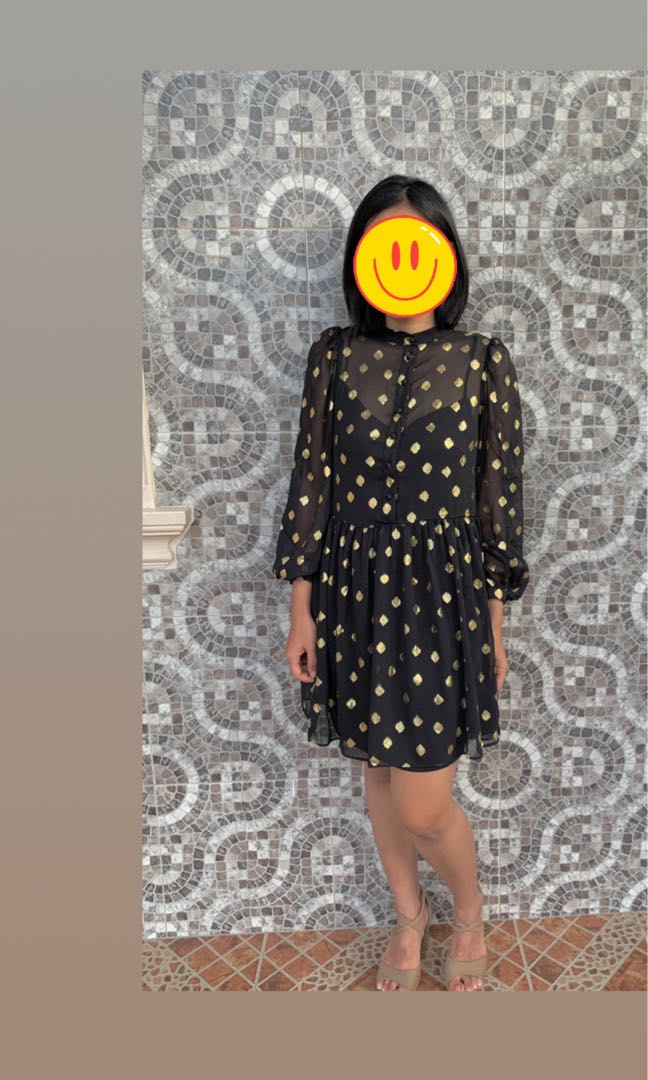 H&m black and gold dress store