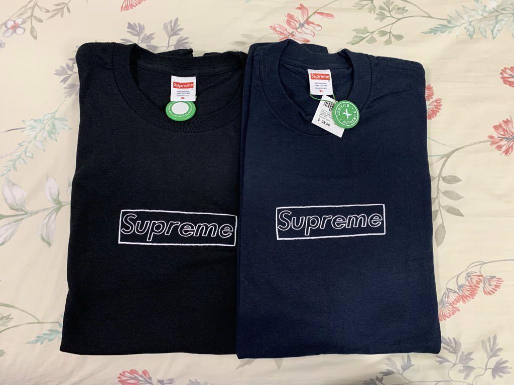 可用消費劵supreme X Kaws Box Logo Tee T Shirt 男裝 上身及套裝 T Shirt 恤衫 有領衫 Carousell