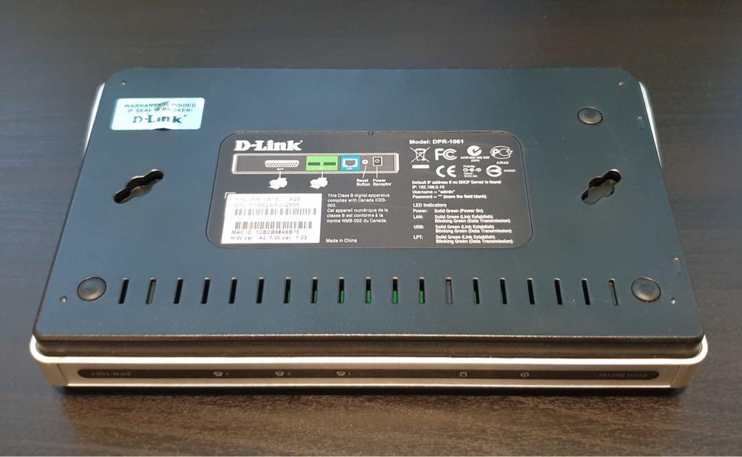 (Used) DLink 3‑Port Multifunction Print Server DPR1061, Computers