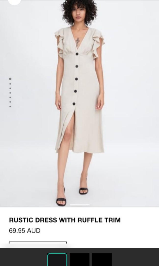 Zara rustic dress with ruffle trim