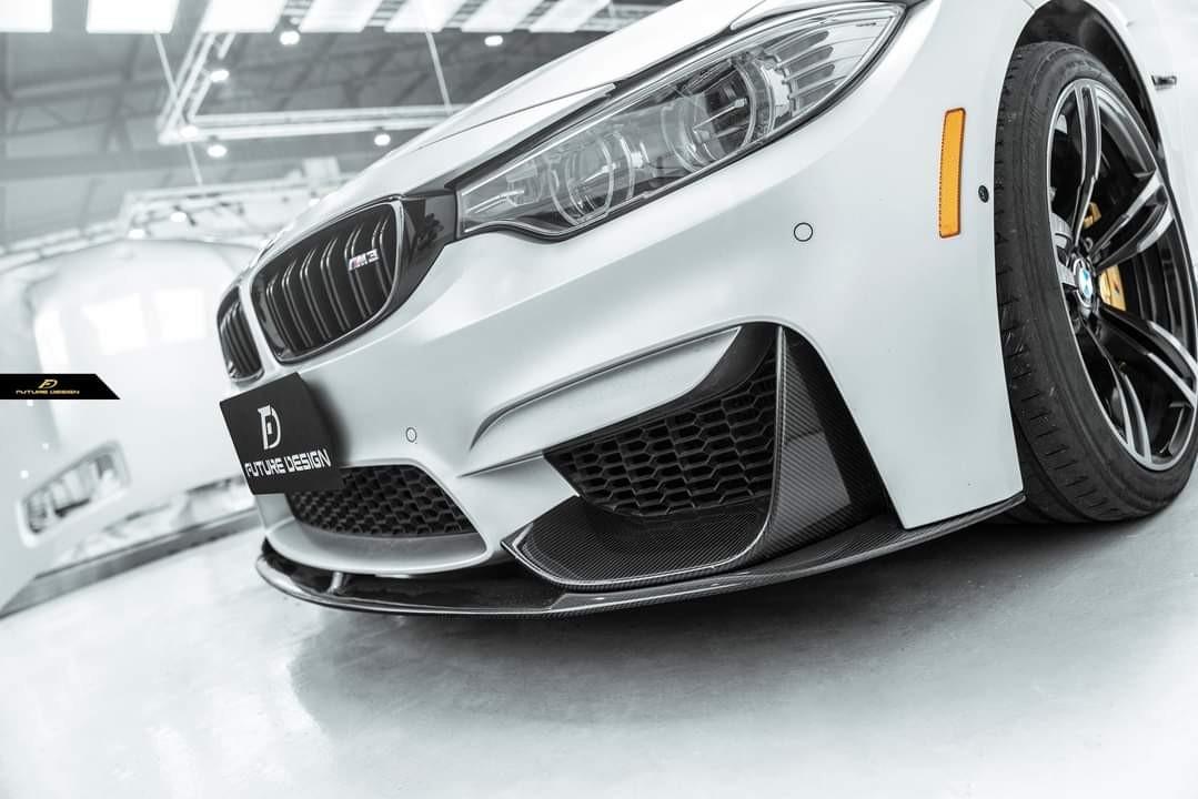 E.U. AUTOPARTS Carbon Look Side Skirt Extensions / Blade Lips For BMW M3 M4 F80 F82 (2013-2018) – Aftermarket Pair - View #2