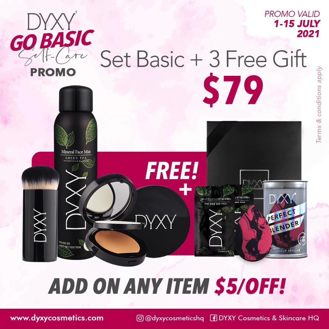 Dyxy Go Basic (Category: Makeup) located in Singapore. Submitted by burgdfaz (Listing ID 1098049826, Image 1). Description: This limited time only 1 July - 15 July DYXY LOVERS will get these free items on the right when purchasing the BASIC SET. ❤️❤️❤️❤️❤️ Usual Price ~$92~ NOW $79 BASIC SET GreenTea Facemist New Brush BC Cream + FREE BlackBox FREE few Face wipes FREE Exclusive Perfect Blender💗 Courier $ applies ❤️❤️❤️❤️❤️ BEST part, add on any 
