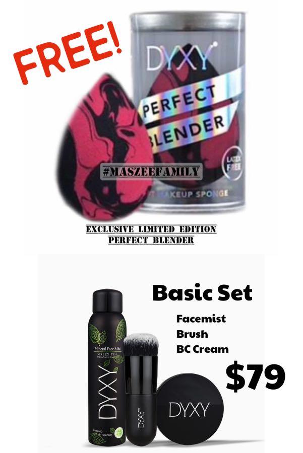 Dyxy Go Basic (Category: Makeup) located in Singapore. Submitted by burgdfaz (Listing ID 1098049826, Image 2). Description: This limited time only 1 July - 15 July DYXY LOVERS will get these free items on the right when purchasing the BASIC SET. ❤️❤️❤️❤️❤️ Usual Price ~$92~ NOW $79 BASIC SET GreenTea Facemist New Brush BC Cream + FREE BlackBox FREE few Face wipes FREE Exclusive Perfect Blender💗 Courier $ applies ❤️❤️❤️❤️❤️ BEST part, add on any 
