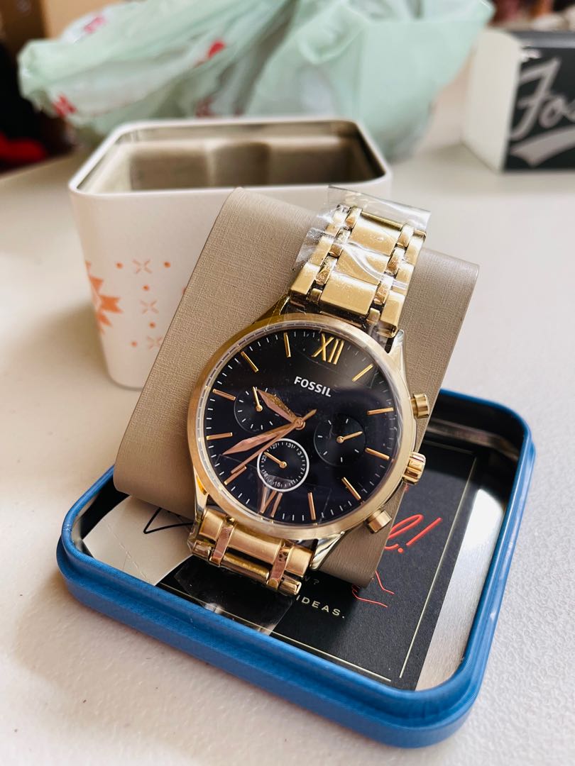 fossil gold watch mens