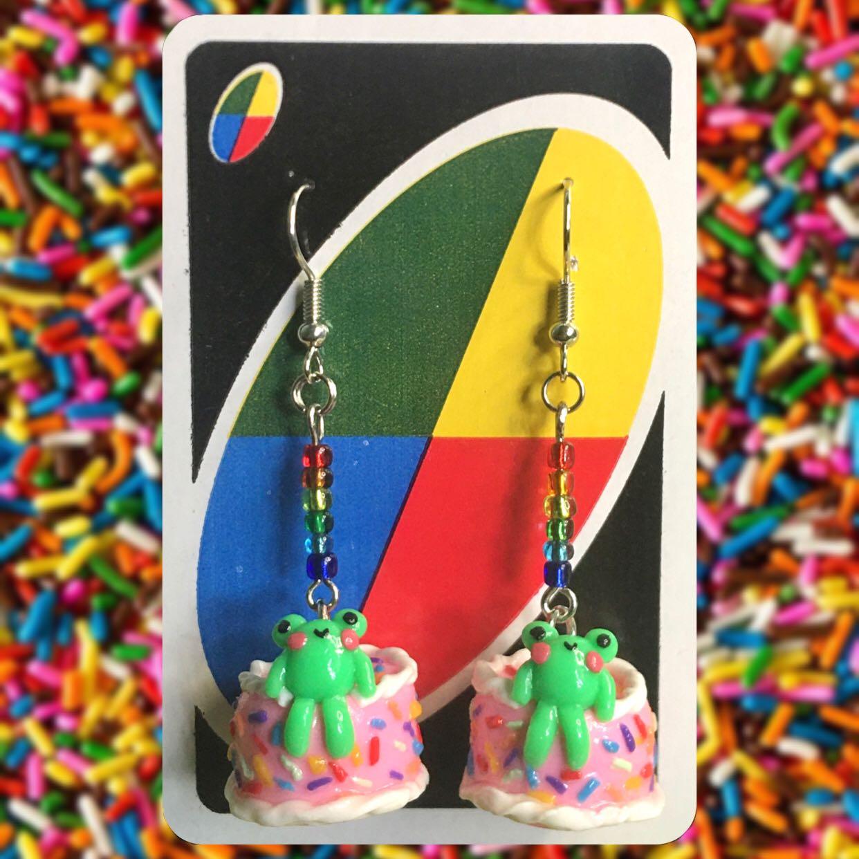 Frog clay sale earrings