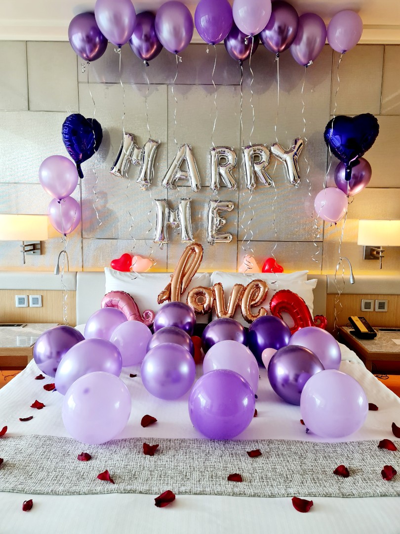 Helium balloons, birthday decorations, marry me, proposal, party